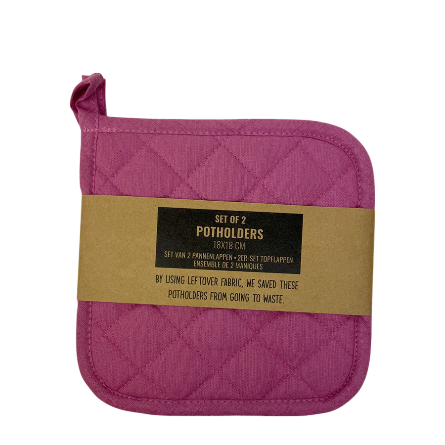 Pannenlap Roze 18x18cm 2 stuks