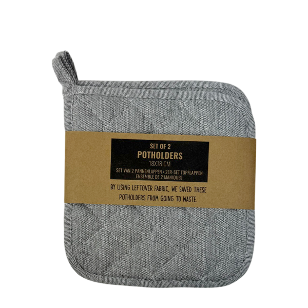 Pannenlap Lichtgrijs 18x18cm 2 stuks