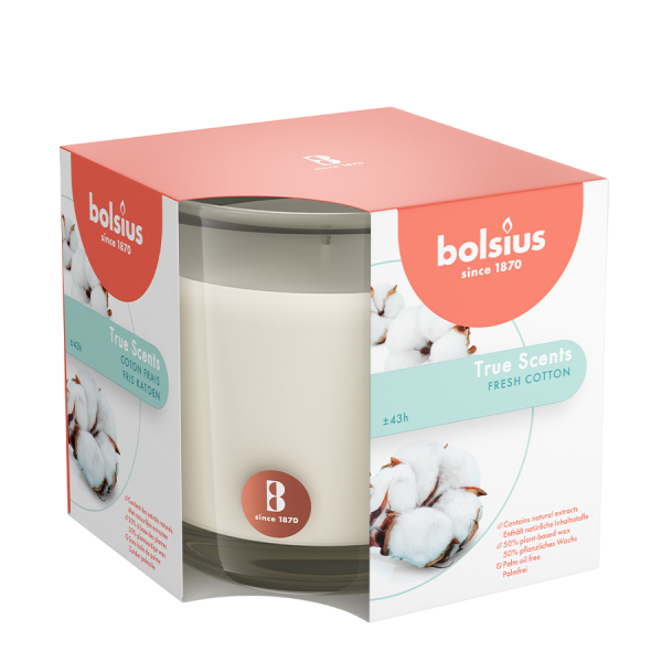 Bolsius Geurglas True Scents Fresh Cotton 95/95mm