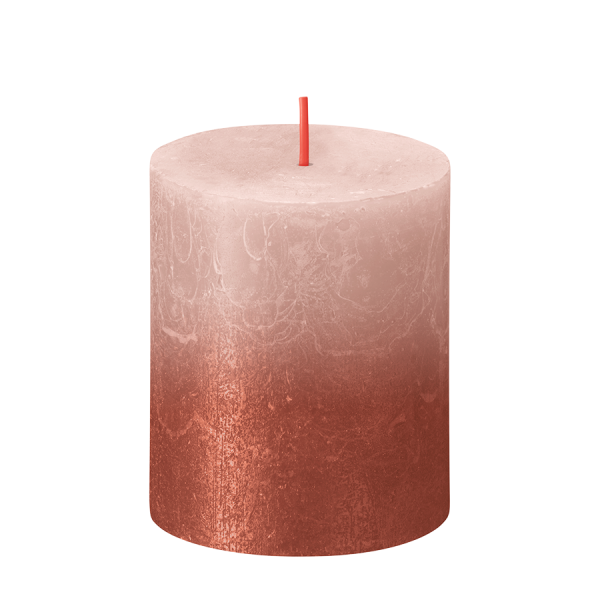 Bolsius Rustieke Stompkaars Sunset Misty Pink + Amber 80/68mm
