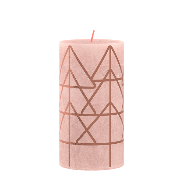 Bolsius Rustieke Stompkaars Silhouette Winter Edition Misty Pink 130/68mm