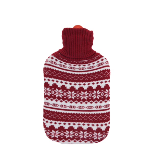 H&S Warmwaterkruik Noorse Trui Rood/Wit 2000ml