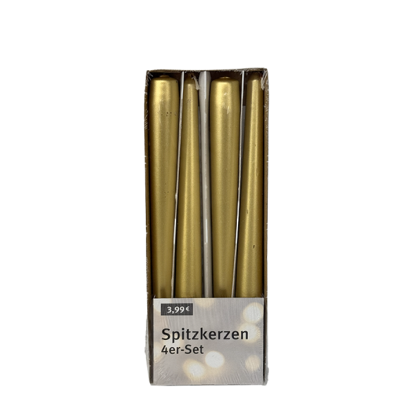 Gotische Kaars Goud 245/24mm 4 stuks