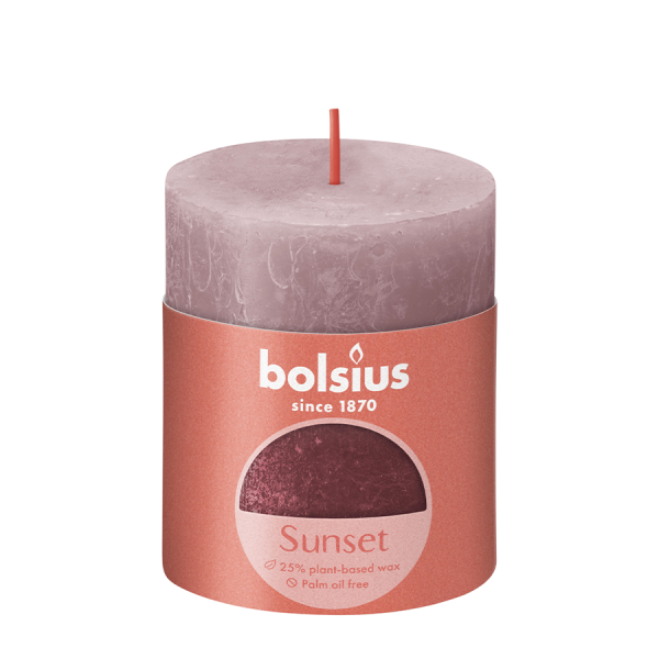 Bolsius Rustieke Stompkaars Ash Rose + Red 80/68mm