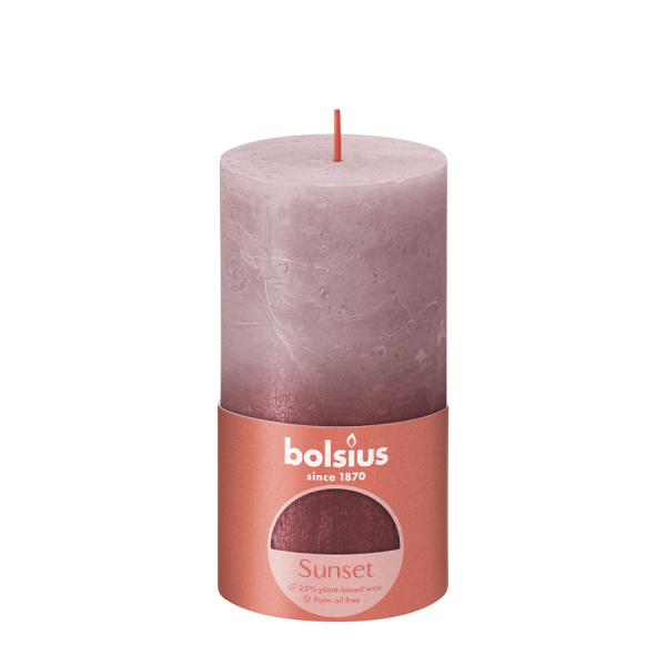 Bolsius Rustieke Stompkaars Ash Rose + Red 130/68mm