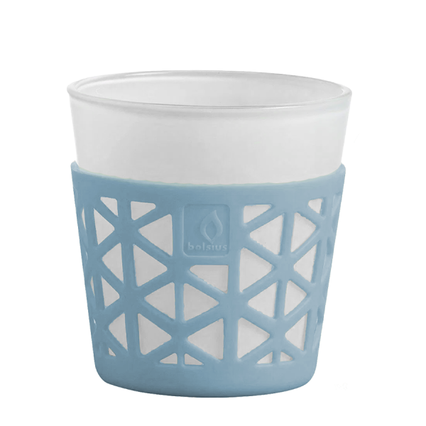 Bolsius Theelichthouder Glas/Siliconen Blauw 75/75mm