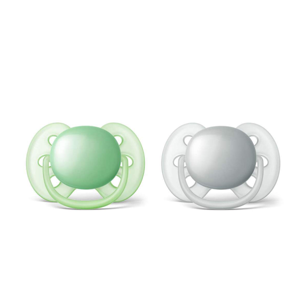 Philips Fopspeen Avent Ultra Soft Grijs/Groen 2 Stuks