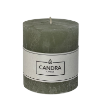 Candra Rustieke Stompkaars Saliegroen 80/68mm