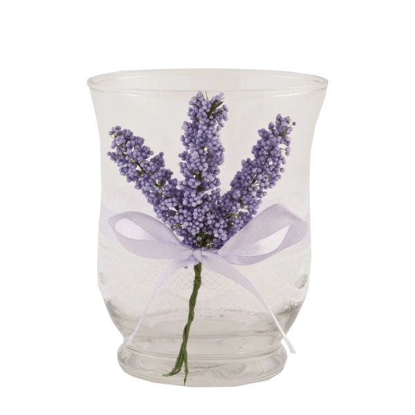 Clayre & Eef Theelichthouder Glas Lavendel Ø8x10cm
