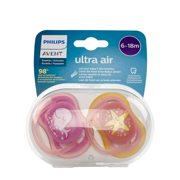 Philips Fopspeen Avent Ultra Air Walvis/Ster 2 stuks