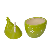 J-line Voorraadpot Keramisch Kip Groen 16x11x19cm