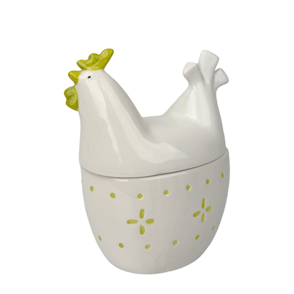 J-line Voorraadpot Keramisch Kip Wit 16x11x19cm