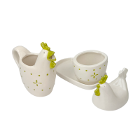 J-line Melk- en Suikerset Keramisch Kip Wit 4-delig