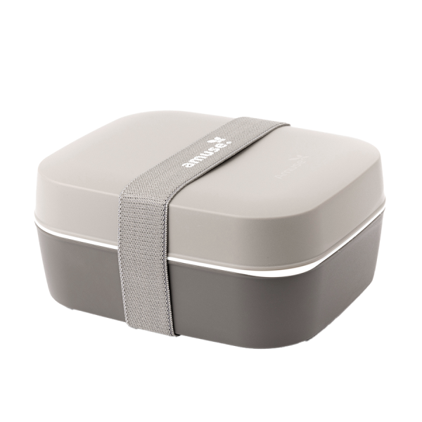 Amuse Basic Lunchbox 2-in-1 Grijs + Grijze Elastiek 4-delig