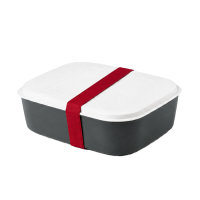 Amuse Basic Lunchbox 2-in-1 Grijs + Rode Elastiek 4-delig