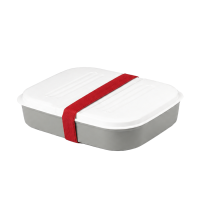 Amuse Basic Lunchbox 2-in-1 Grijs + Rode Elastiek 4-delig