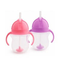 Munchkin Tip & Sip Straw Cup Weighted 207ml Roze/Paars Set 2-delig