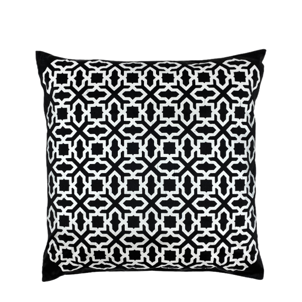 SEQ Home Zijden Kussenhoes Zwart/Wit 45x45cm