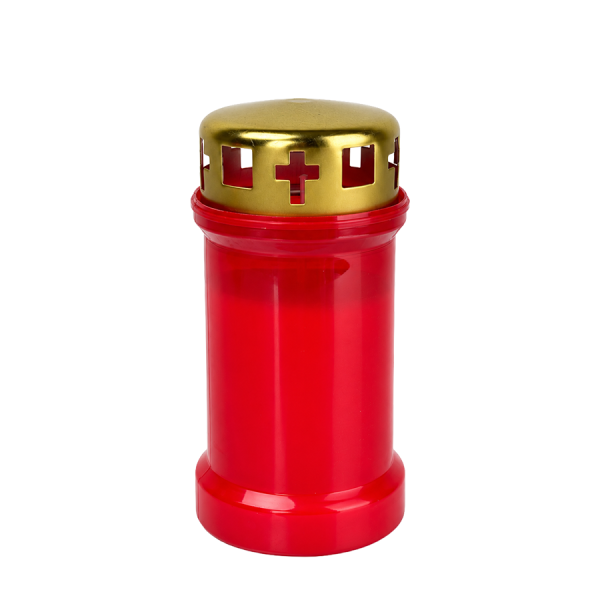 Herdenkingslicht Nr. 3 Rood Met Deksel Kruis