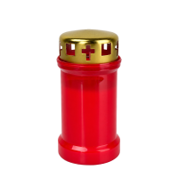Herdenkingslicht Nr. 3 Rood Met Deksel Kruis