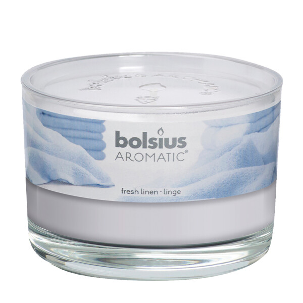 Bolsius Verre parfumé + couvercle Fresh Linge de maison 63/90mm