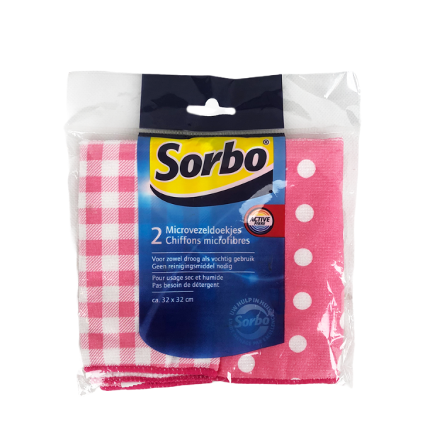 Sorbo Microvezeldoekjes Roze 32x32cm 2 stuks