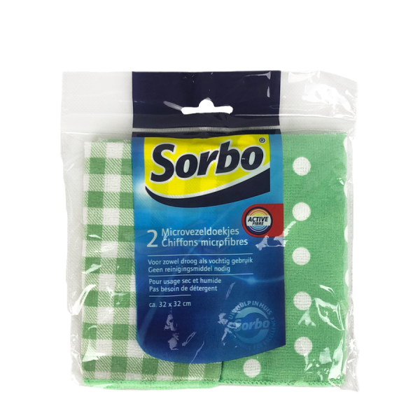 Sorbo Microvezeldoekjes Groen 32x32cm 2 stuks